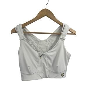 Kinflyte White Front Zip Adjustable Sports Bra Medium